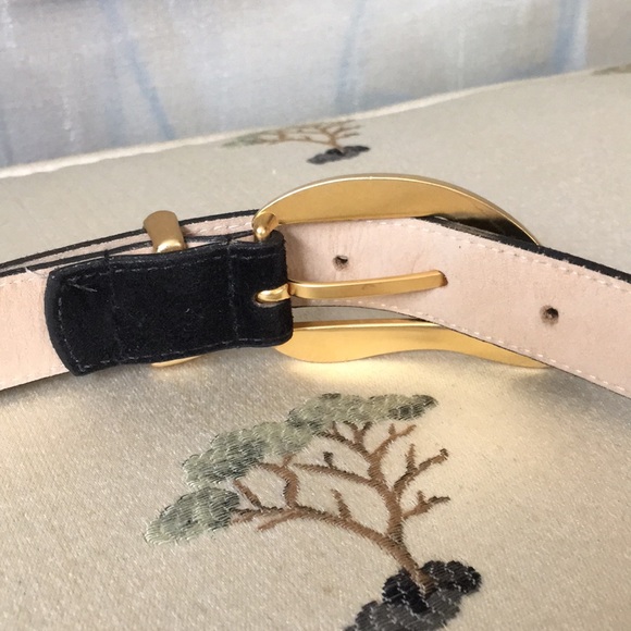 Avignon Black Suede Belt/Gold Tone Embellishments - Picture 5 of 8